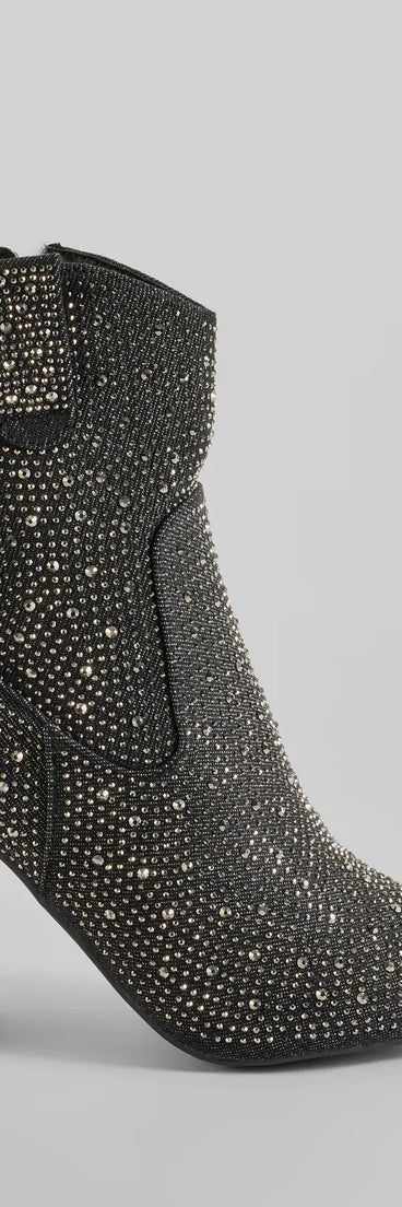 Glam Out West Rhinestone Denim Booties