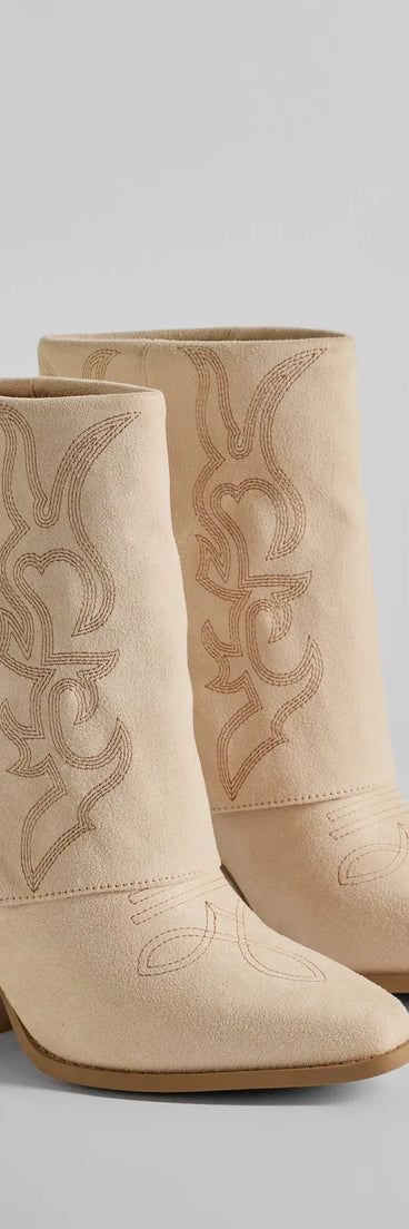 Country Vibes Faux Suede Foldover Cowboy Boots