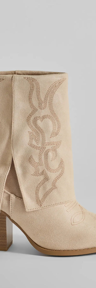 Country Vibes Faux Suede Foldover Cowboy Boots