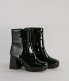 Seize The Moment Patent Block Heel Booties