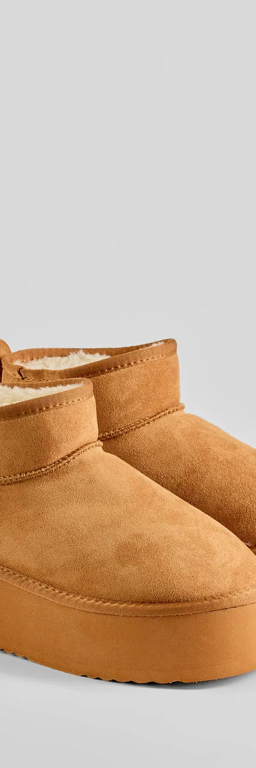 Cozy Feels Faux Sherpa Lined Platform Booties