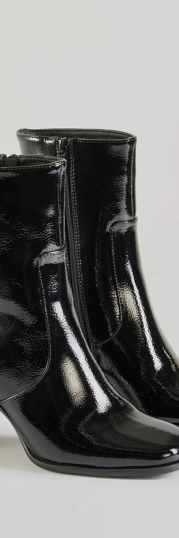 
Upgrade your style game for 2025 with the Bold Baddie Faux Patent Leather Ankle Booties in black, perfect for any fashion-forward wardrobe.