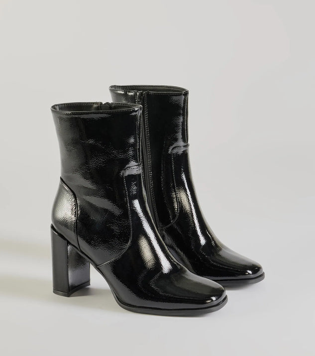 
Upgrade your style game for 2025 with the Bold Baddie Faux Patent Leather Ankle Booties in black, perfect for any fashion-forward wardrobe.