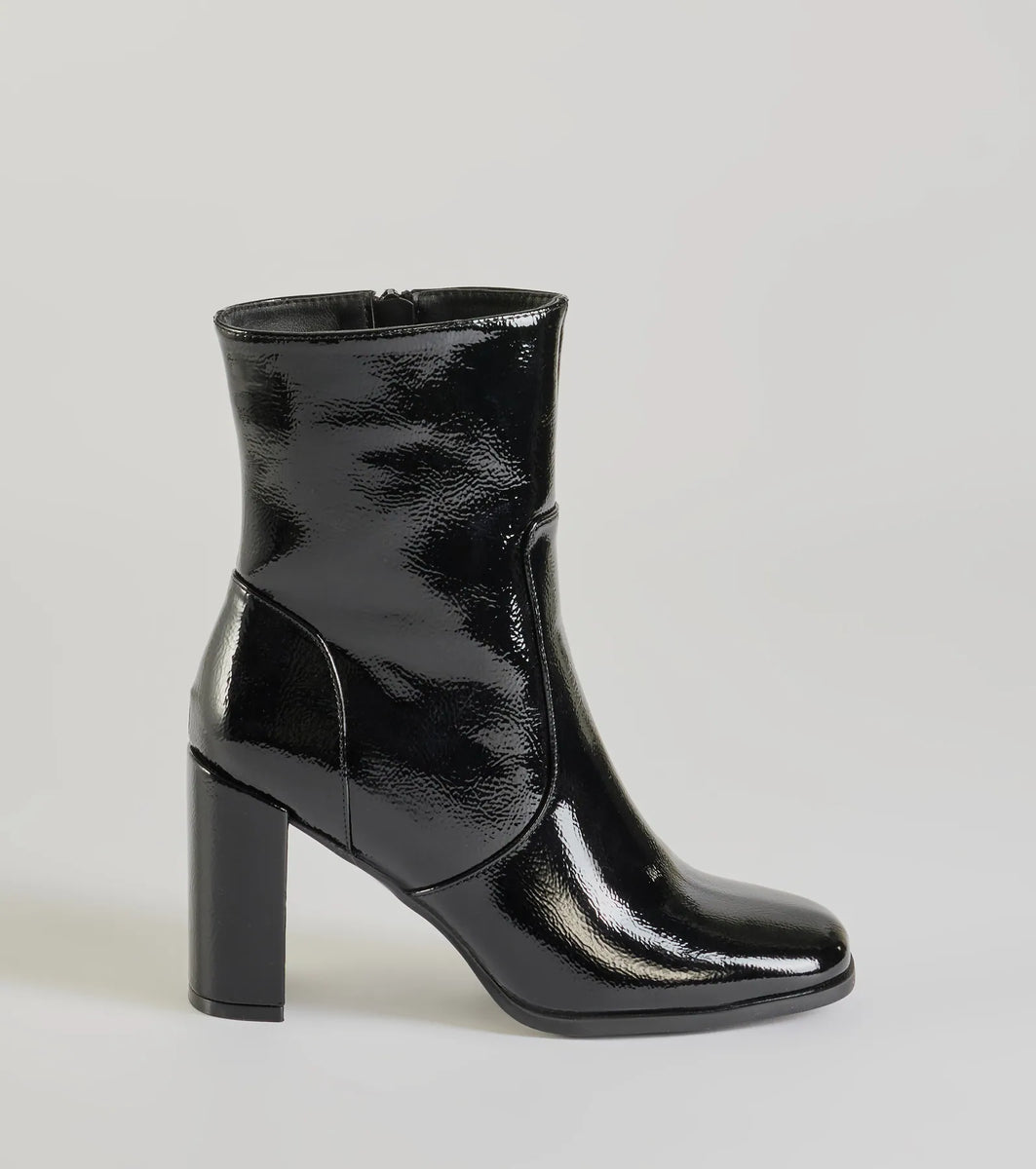 Bold Baddie Faux Patent Leather Ankle Booties & Windsor