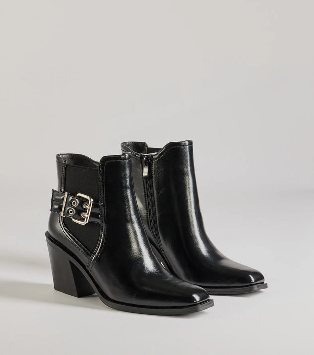 
Upgrade your style game for 2025 with the Edgy Fave Buckle Strap Faux Leather Ankle Booties in black, perfect for any fashion-forward wardrobe.