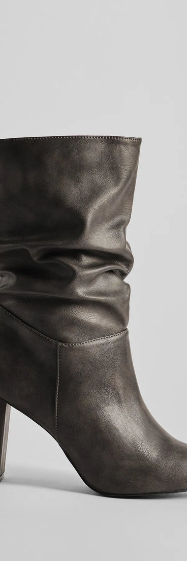 Trendy Scrunched Faux Leather Boots