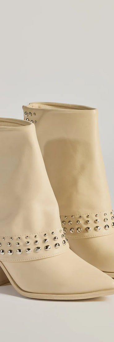 
Upgrade your style game for 2025 with the Stylishly Studded Faux Leather Fold-Over Booties in beige, perfect for any fashion-forward wardrobe.