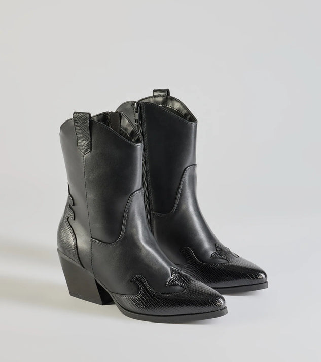 
Upgrade your style game for 2025 with the Edgy-Chic Faux Leather Western Booties in black, perfect for any fashion-forward wardrobe.