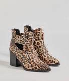 Edgy Stride Buckle Strap Ankle Booties, a trendy leopard print addition to women's going-out outfits, is ideal for Christmas party outfits, chic NYE attire, or winter night-out looks that keep you on-trend!