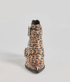 Edgy Stride Buckle Strap Ankle Booties, a trendy leopard print addition to women's going-out outfits, is ideal for Christmas party outfits, chic NYE attire, or winter night-out looks that keep you on-trend!