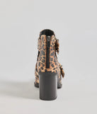 Edgy Stride Buckle Strap Ankle Booties, a trendy leopard print addition to women's going-out outfits, is ideal for Christmas party outfits, chic NYE attire, or winter night-out looks that keep you on-trend!