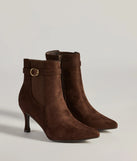 Of-The-Moment Stiletto Ankle Booties, a trendy brown addition to women's going-out outfits, is ideal for Christmas party outfits, chic NYE attire, or winter night-out looks that keep you on-trend!
