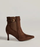Of-The-Moment Stiletto Ankle Booties, a trendy brown addition to women's going-out outfits, is ideal for Christmas party outfits, chic NYE attire, or winter night-out looks that keep you on-trend!