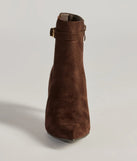 Of-The-Moment Stiletto Ankle Booties, a trendy brown addition to women's going-out outfits, is ideal for Christmas party outfits, chic NYE attire, or winter night-out looks that keep you on-trend!