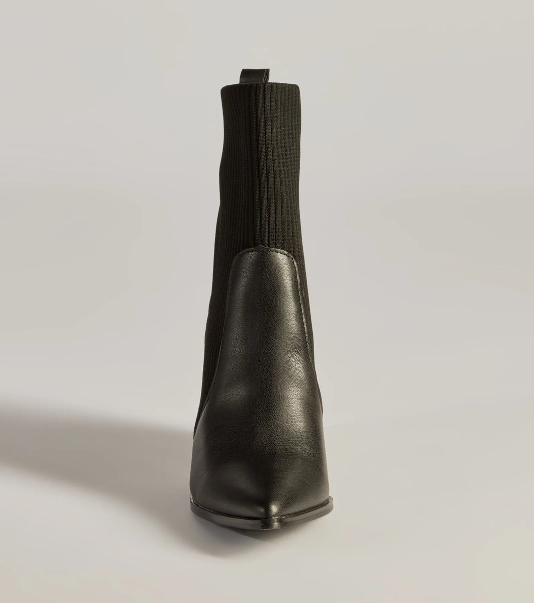 Runway Ready Faux Leather And Knit Ankle Booties & Windsor
