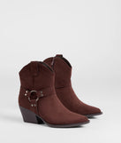 The New Frontier Western O-Ring Booties in brown brings edge and energy to your vibe, ready to elevate any festival look or concert outfit.