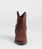 The New Frontier Western O-Ring Booties in brown brings edge and energy to your vibe, ready to elevate any festival look or concert outfit.
