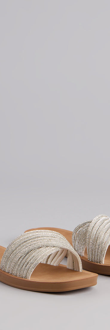 Shimmer Steps Rhinestone Slide Sandals