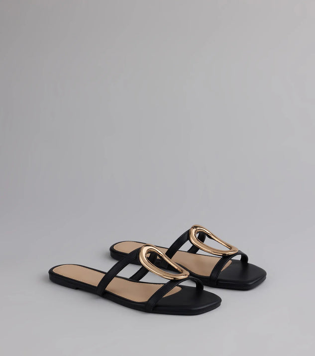 Chic And Sleek Square Strappy Flat Sandals
