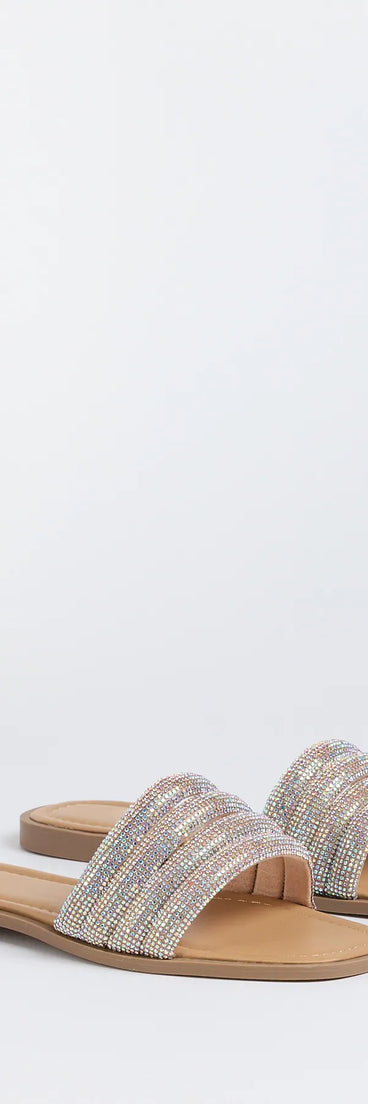 Elevate warm-weather looks with Always Shine Rhinestone Strappy Flat Sandals in nude, a pair of trendy sandals bringing chic, modern flair to every step.