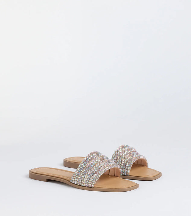 Always Shine Rhinestone Strappy Flat Sandals