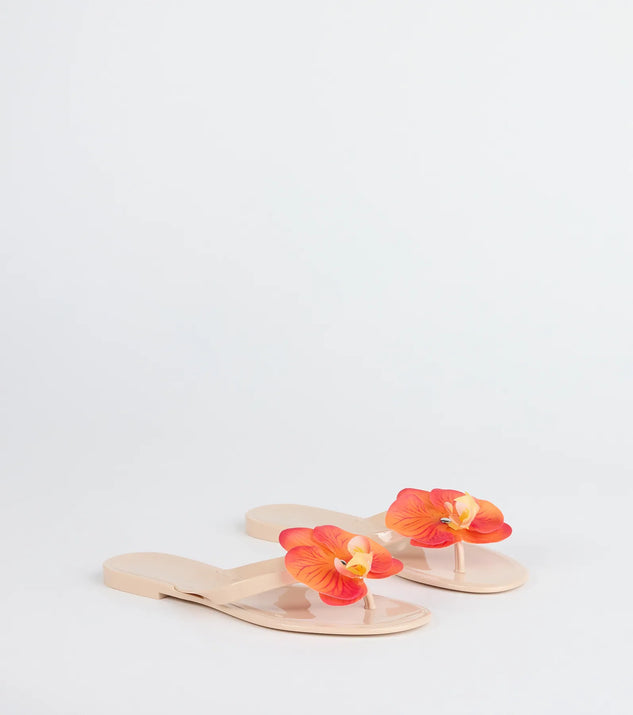 On Vacay Flower Strap Jelly Sandals