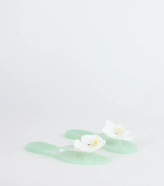 On Vacay Flower Strap Jelly Sandals