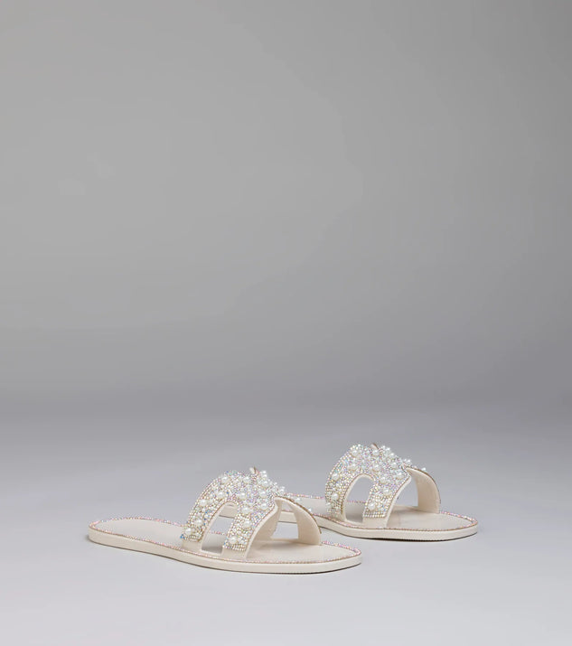Pop Of Luxe Sparkle Faux Pearl Rhinestone Sandals