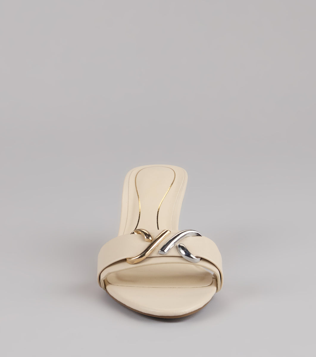 Double Take Hardware Kitten Mules & Windsor