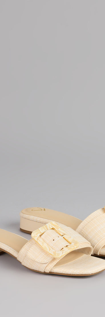 Easy Days Raffia Buckle Slide Sandals