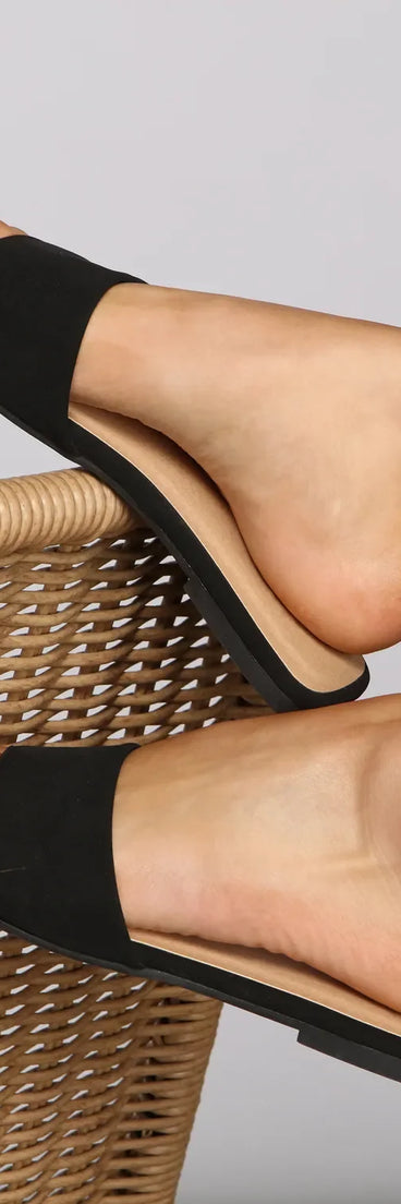 One Band Faux Nubuck Slides