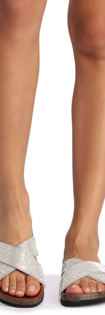 Rhinestone Cross Strap Sandals