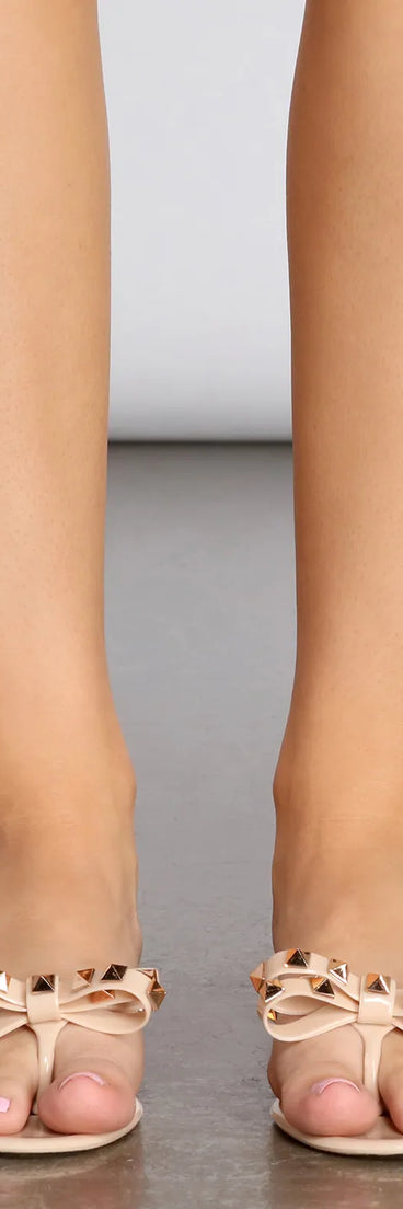 Studded Stunna Bow Jelly Sandals