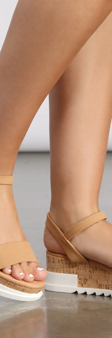 Sporty Cork Platform Sandals