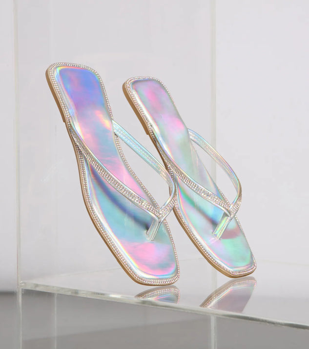 Irresistible Iridescent Rhinestone T-Strap Sandals