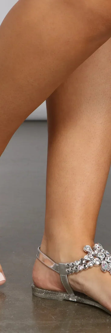 Glitter Goals Embellished Jelly Sandals