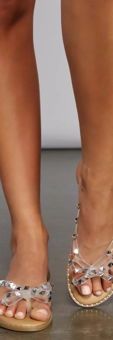 Glam And Edgy Studded Bow Sandals