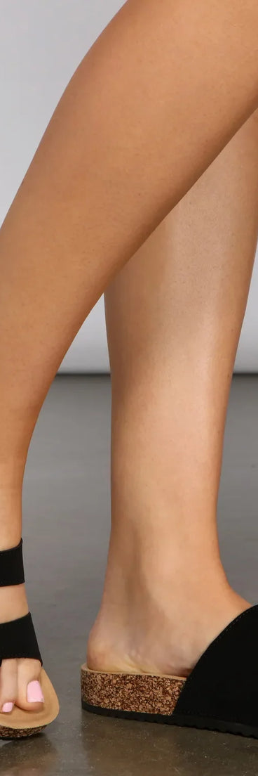 Faux Nubuck Double Buckle Sandals