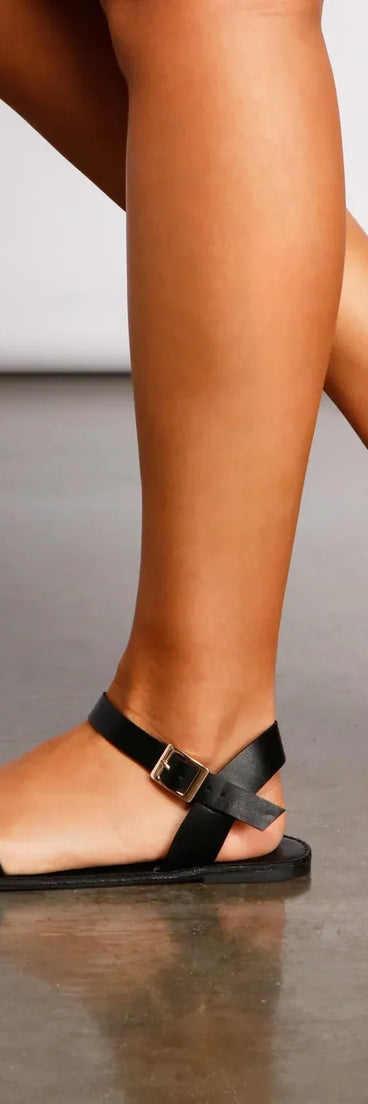 Basic Vibes Faux Leather Strap Sandals