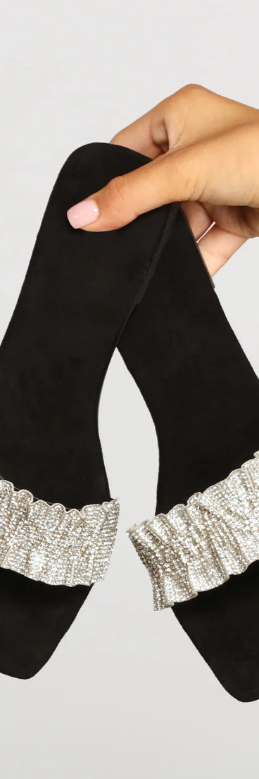 Sparkle And Go Rhinestone Ruffle Sandals