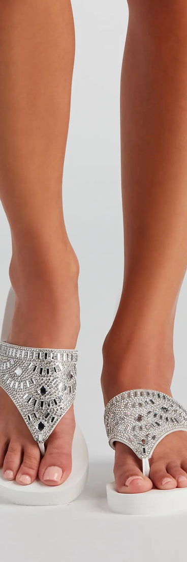 Standout In Glam Thong Wedge Sandals