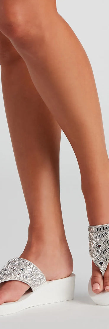 Standout In Glam Thong Wedge Sandals