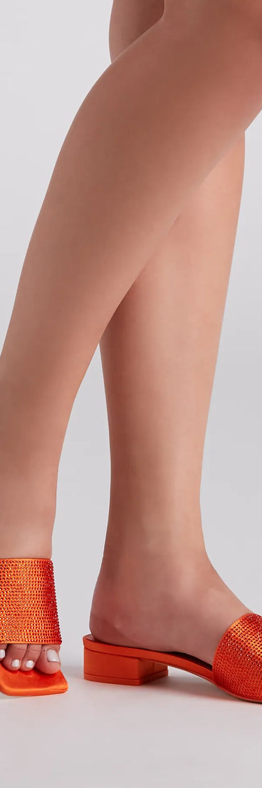 Fab And Trendy Rhinestone Low Heel Mules