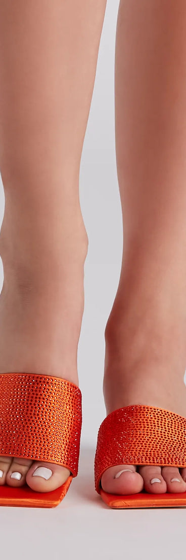 Fab And Trendy Rhinestone Low Heel Mules