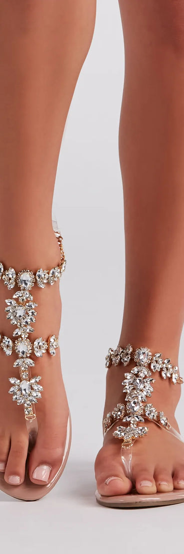 Grecian Mystique Bejeweled Flat Sandals