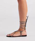 Total Glam Vibe Rhinestone Lace-Up Sandals