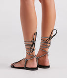 Total Glam Vibe Rhinestone Lace-Up Sandals