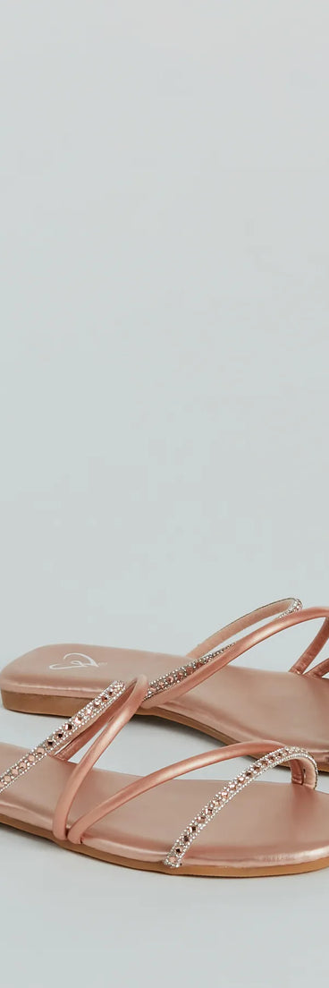 Effortless And Fab Rhinestone Strappy Flat Sandals