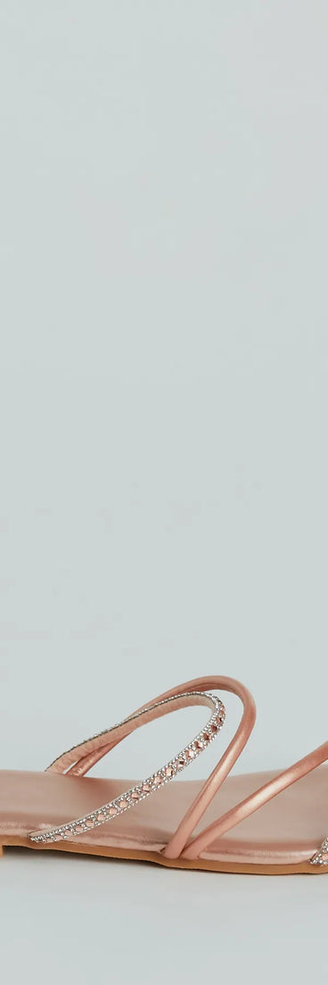 Effortless And Fab Rhinestone Strappy Flat Sandals