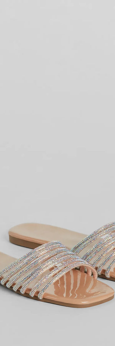 Glam Life Rhinestone Strappy Faux Leather Sandals